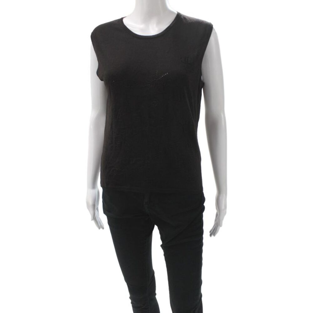 Chanel Womens Black Wool Camisole Round Neck Size 46